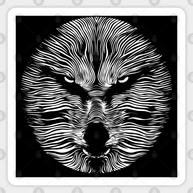 Fierce Geometric Wolf Op Art Design Sticker by TuncGK